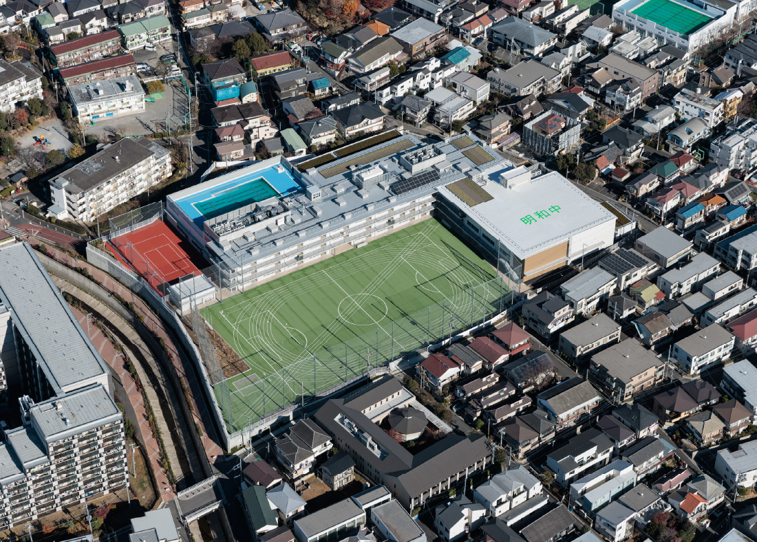 中野区立明和中学校 Meiwa Junior High School of Nakano City航空写真(南西側)